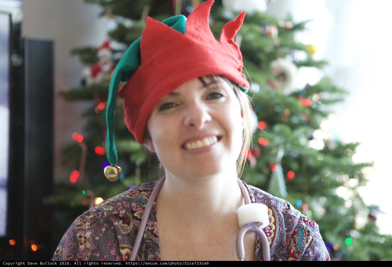 Smiling Nurse Elf on Christmas Day 2010