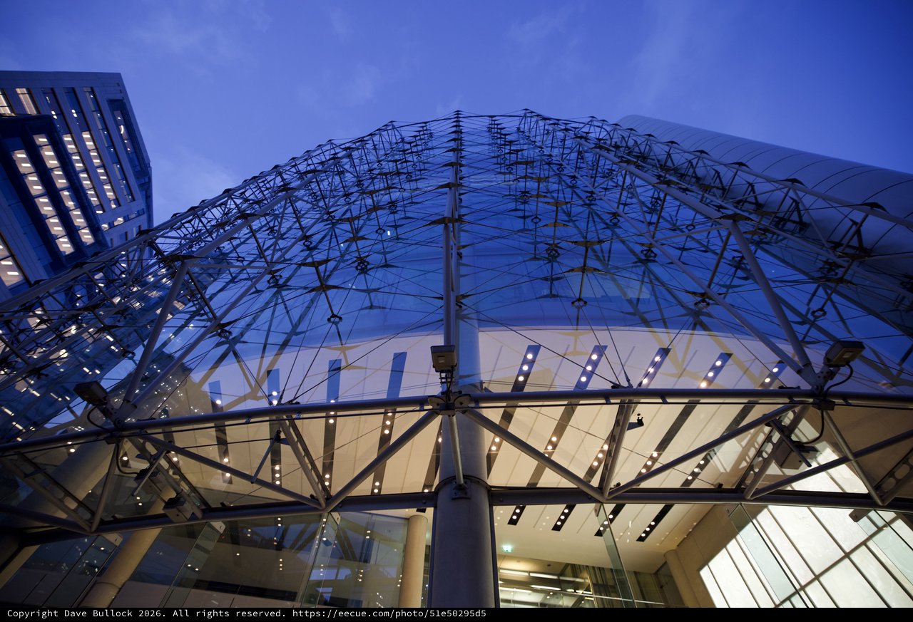 Modern Glass Architecture at Twilight in London