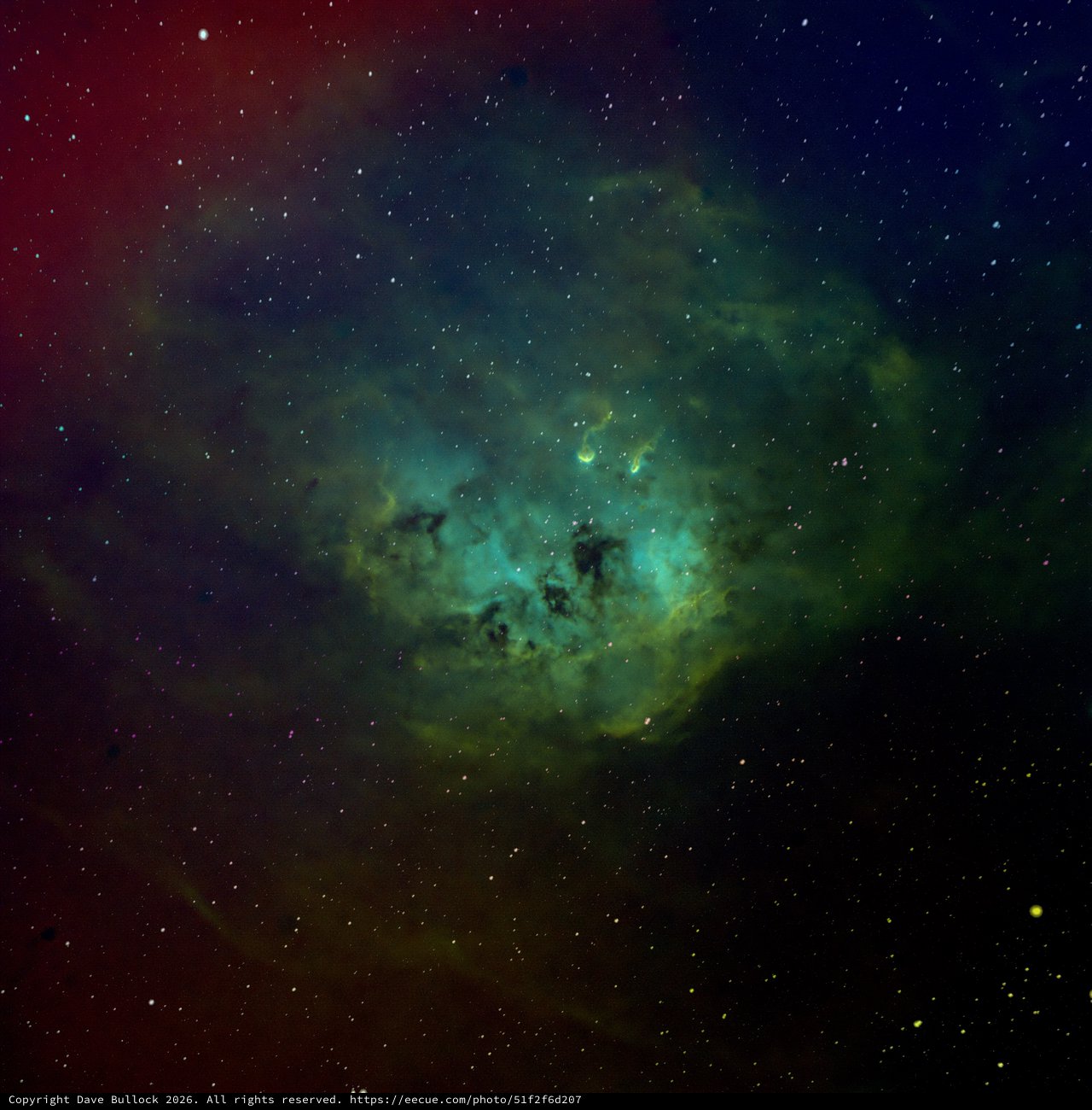 Lambda Centauri Nebula in Turquoise and Green