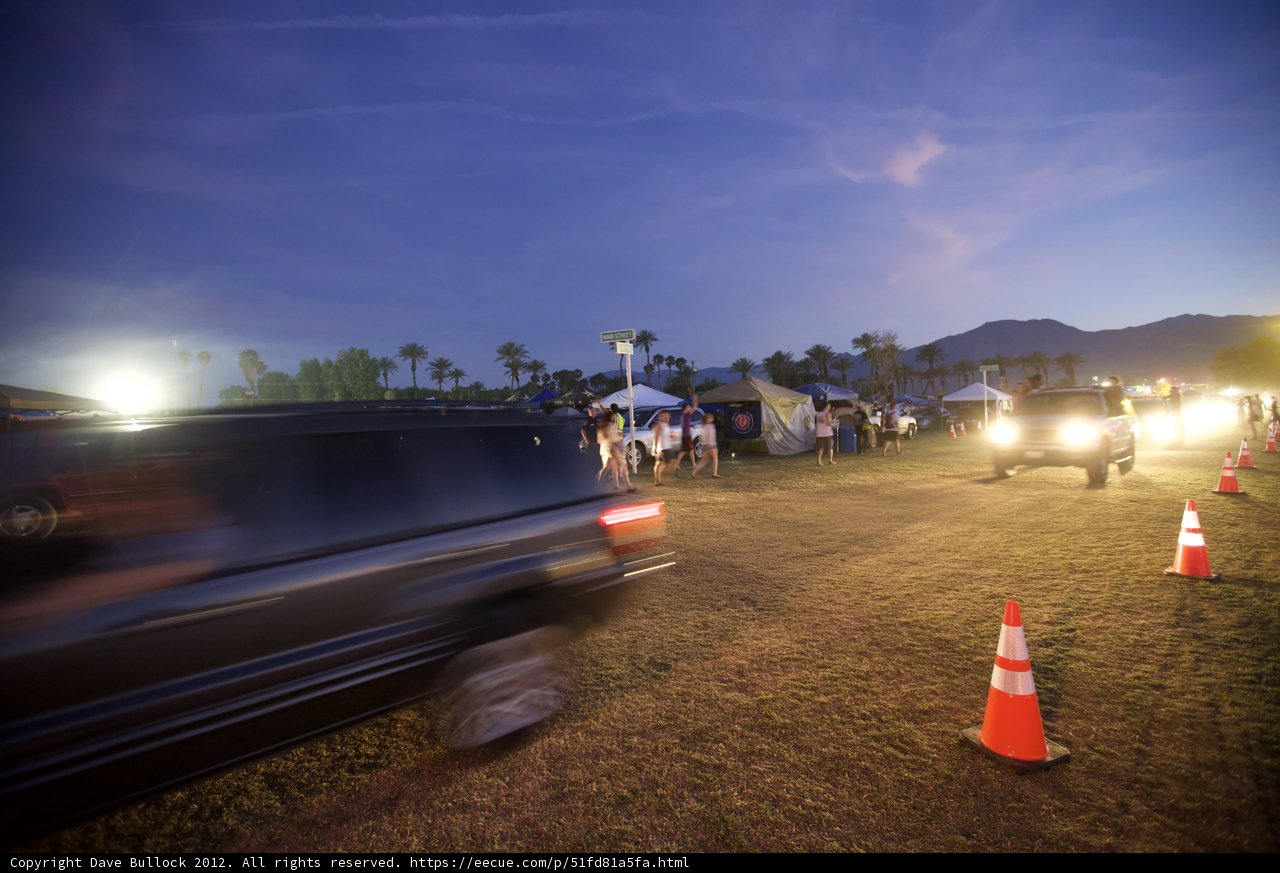 Night Drive through Coachella Parking Lot