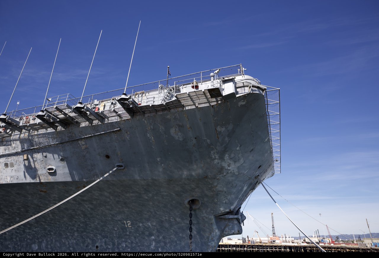 Historic USS Hornet Aircraft Carrier Bow View