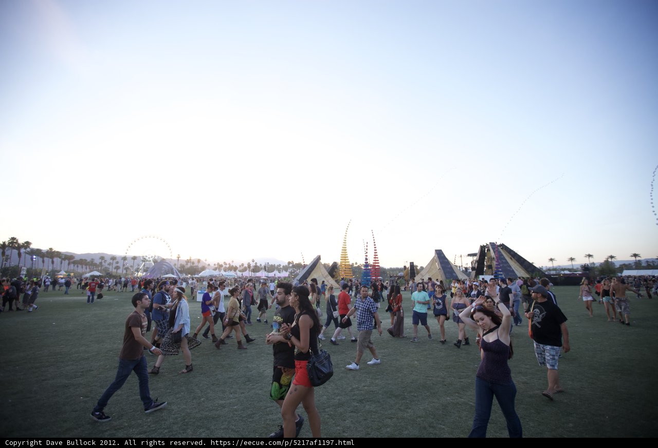 Festival Goers Enjoy the Music Under Blue Skies