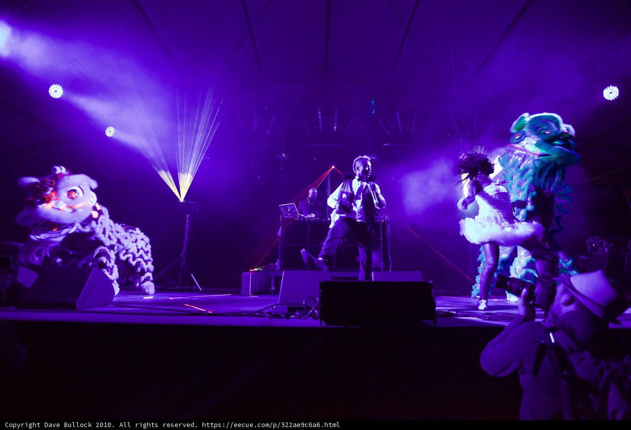 Rocking the Stage with Purple Lights