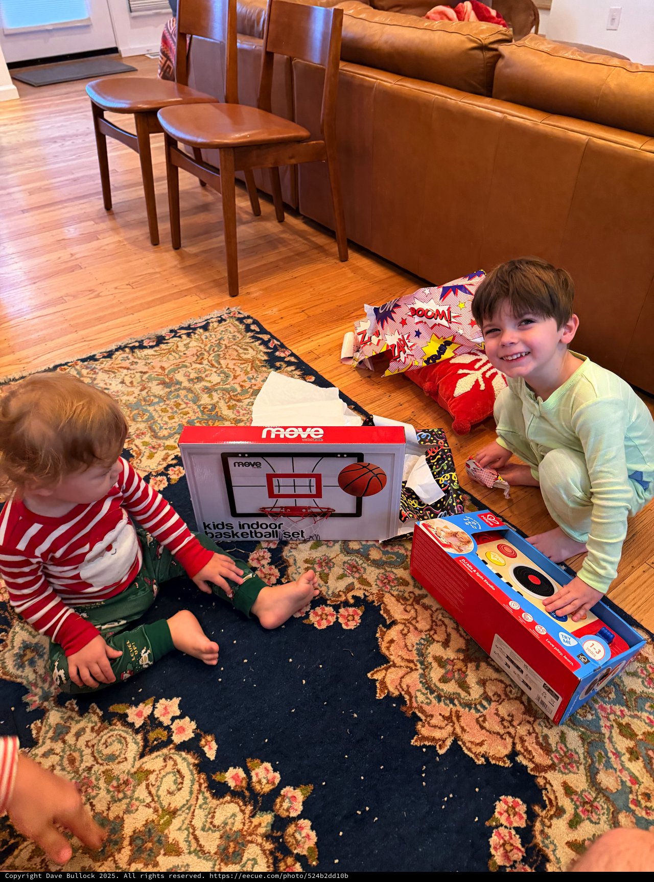 Holiday Morning Gift Opening with Two Young Brothers