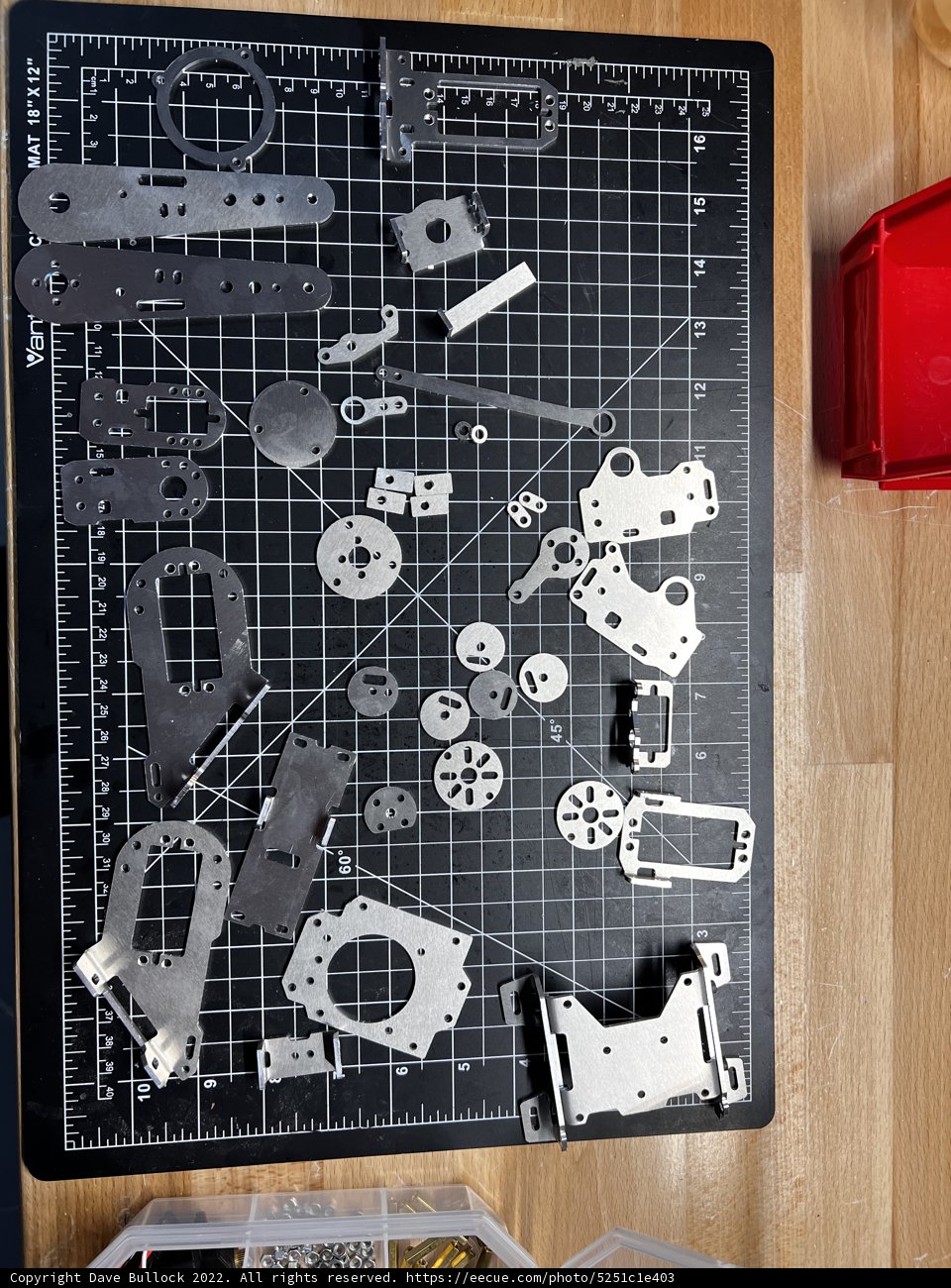 Metal Hardware Blueprint on Blackboard Cutting Board