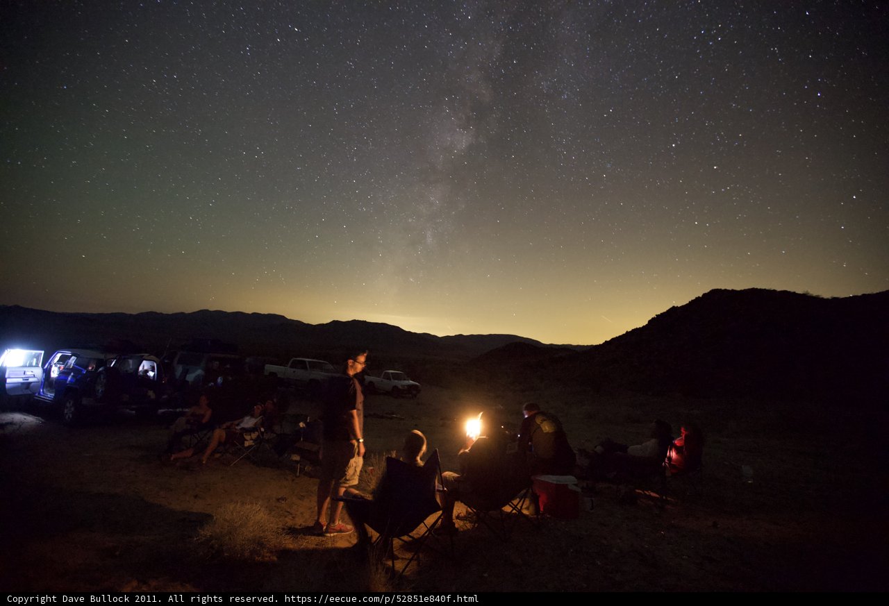 Camping under the starry desert sky