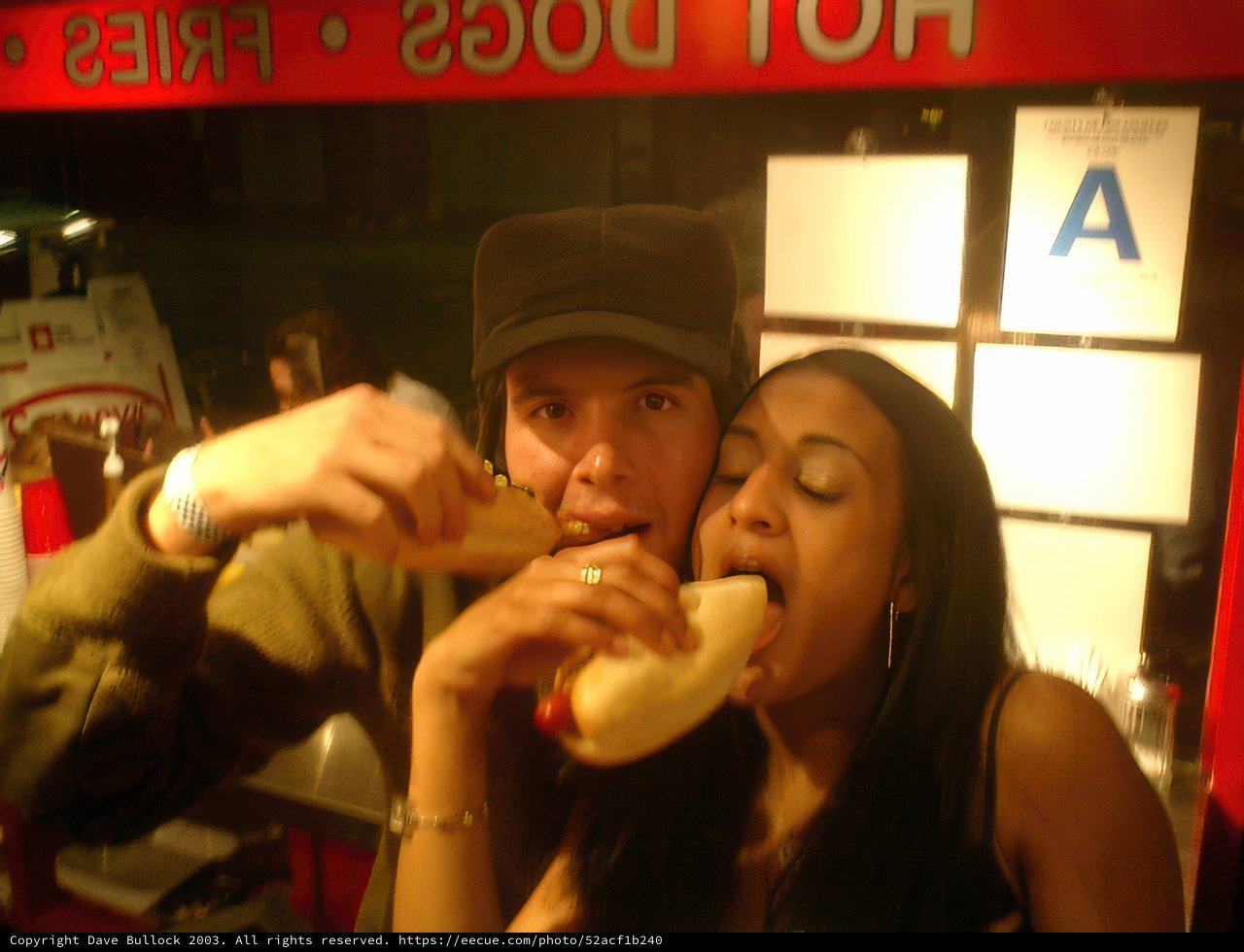 Enjoying a hot dog feast