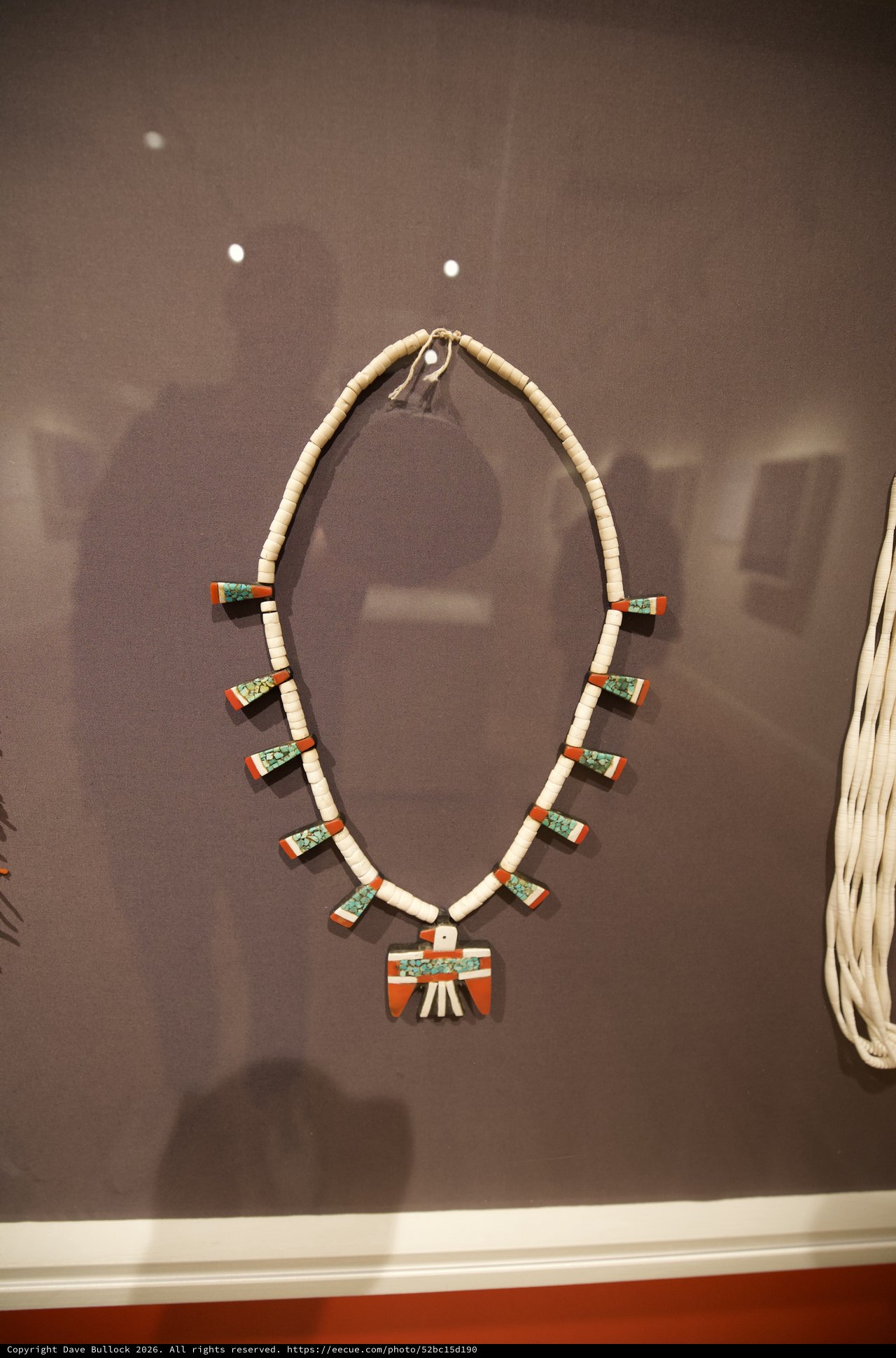 Traditional Native American Turquoise and Shell Necklace Display