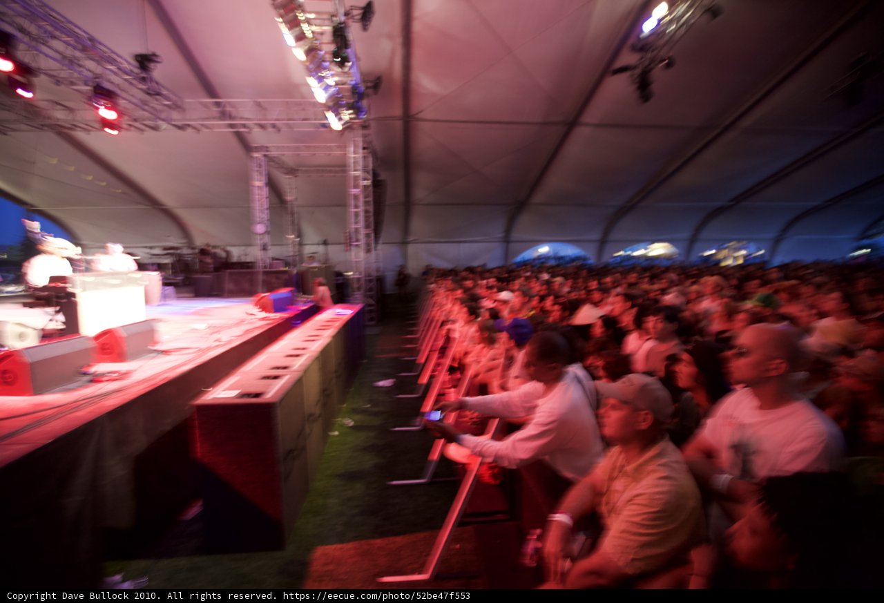 Crowd Gathered Under the Tent for a Cochella Concert