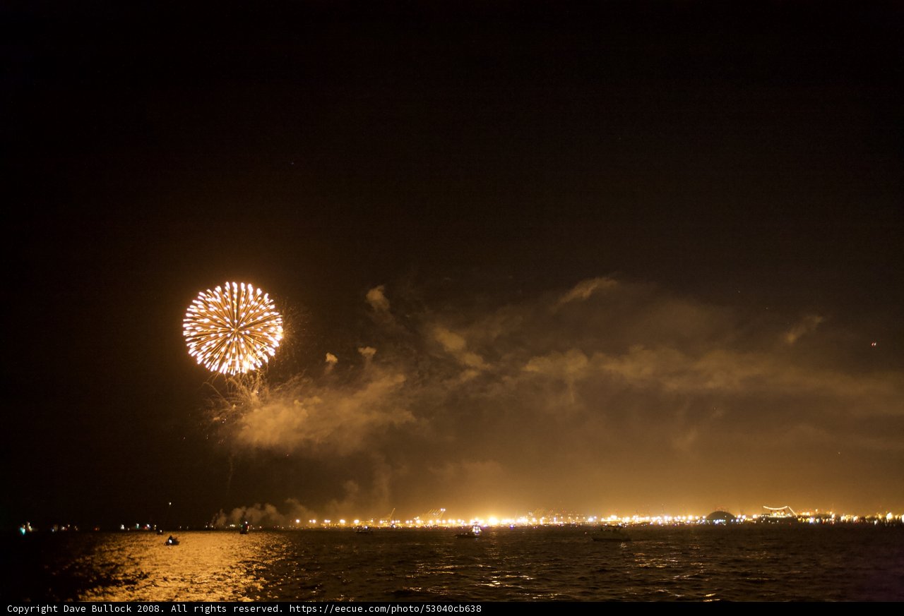 Spectacular Fireworks Show Over the Water
