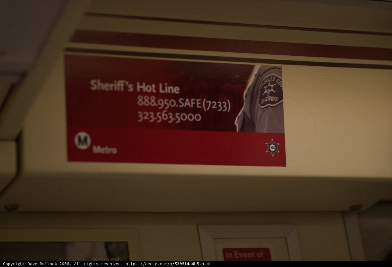 Sheriff's Hot Line Ad in Subway Train