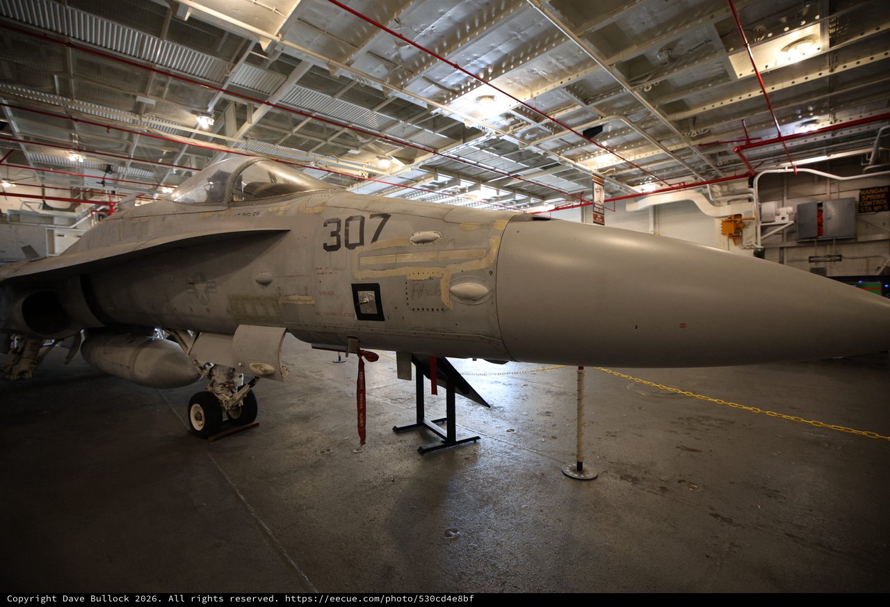 F/A-18 Hornet Fighter Jet on Display in Hangar