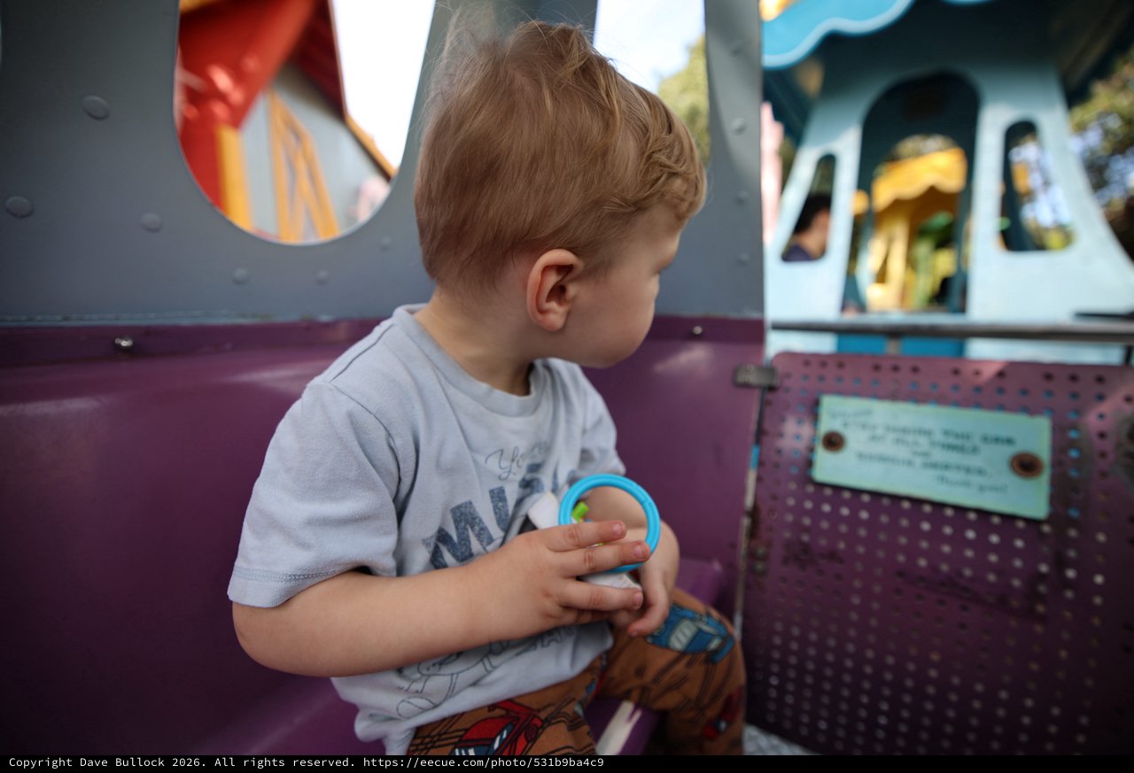 Young Boy at Fantasyland Amusement Park Ride