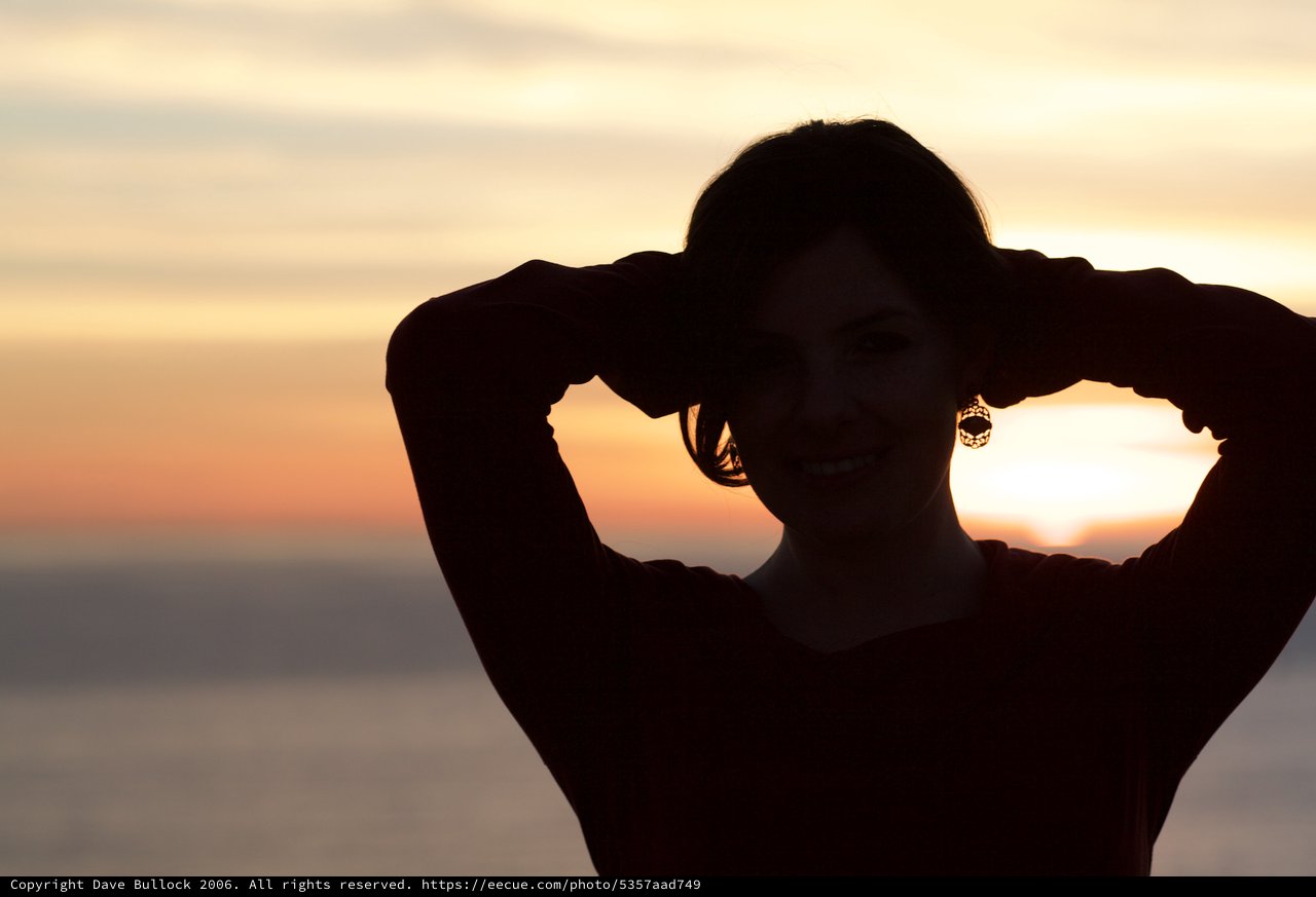 Silhouette of a Woman at Golden Sunset