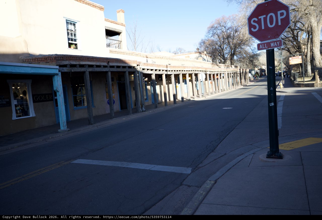 Historic Adobe Colonnade Along Santa Fe Plaza