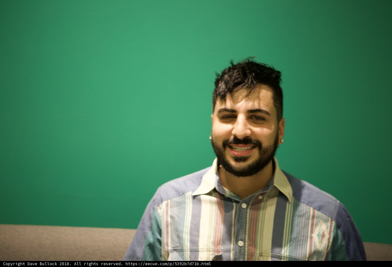Happy Bearded Man in Stripes
