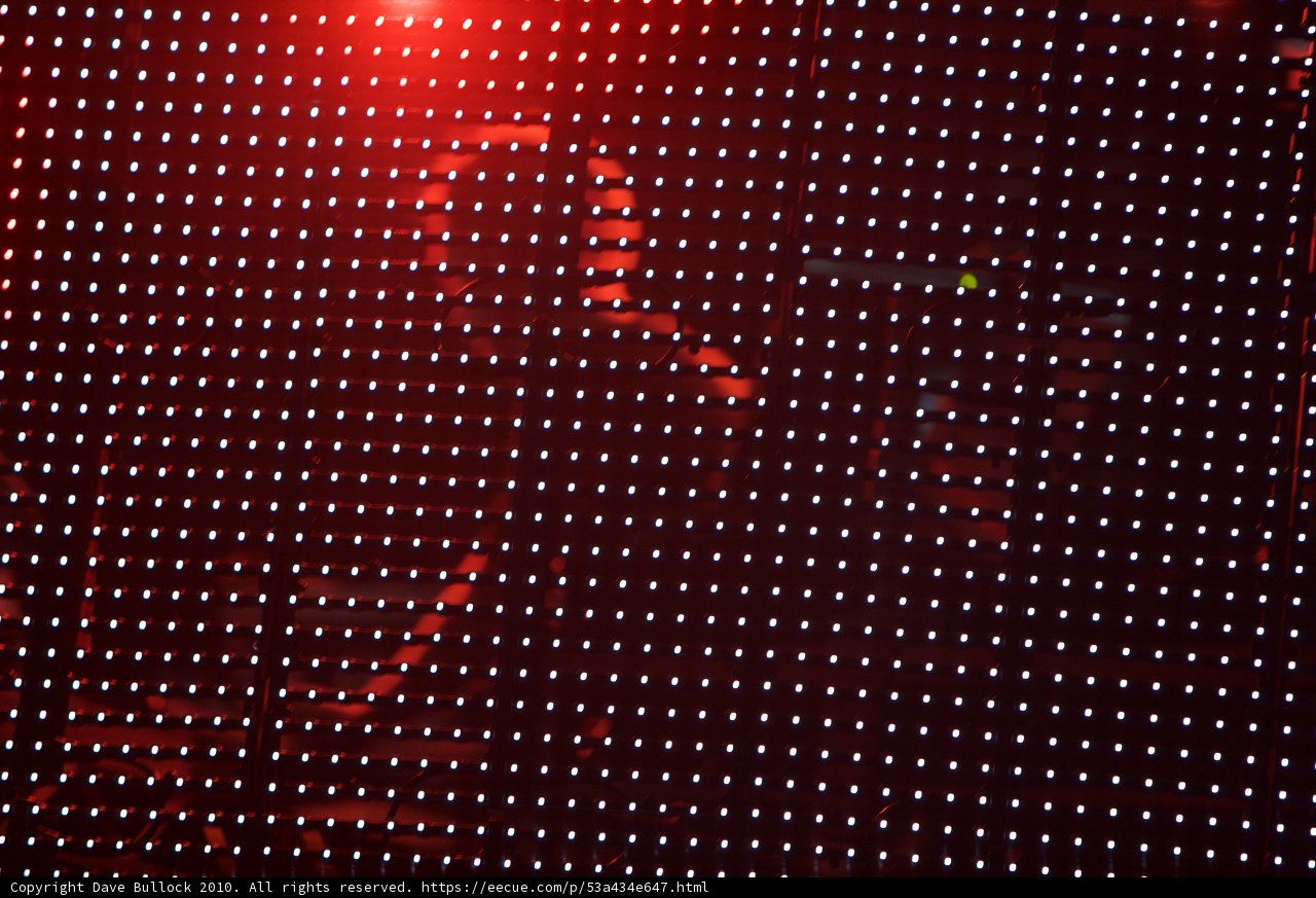 Red LED Light Shines on Screen
