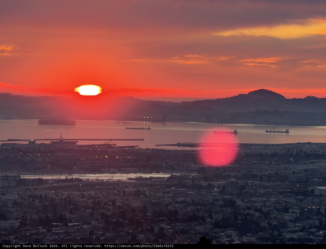 Golden Sunset Over San Francisco Bay from Oakland Hills