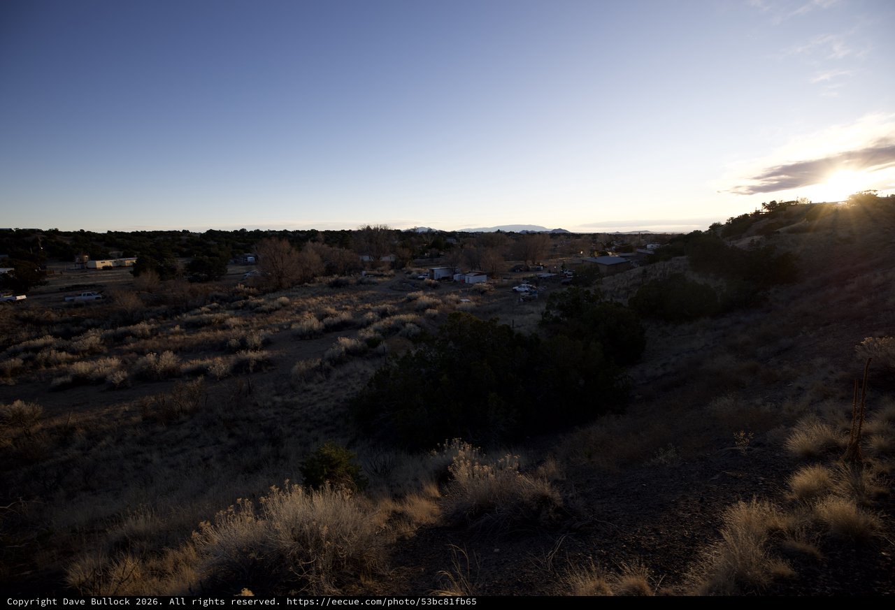 Desert Valley Settlement at Golden Hour Sunset