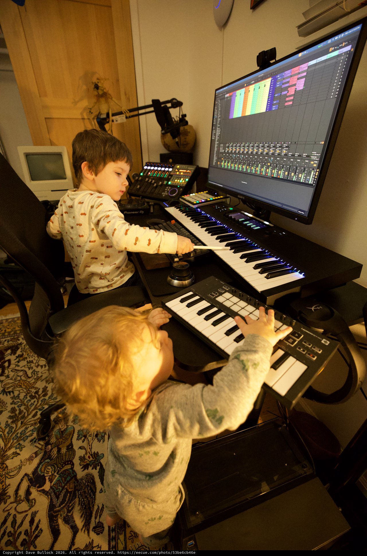 Young Musicians Learning in Home Recording Studio