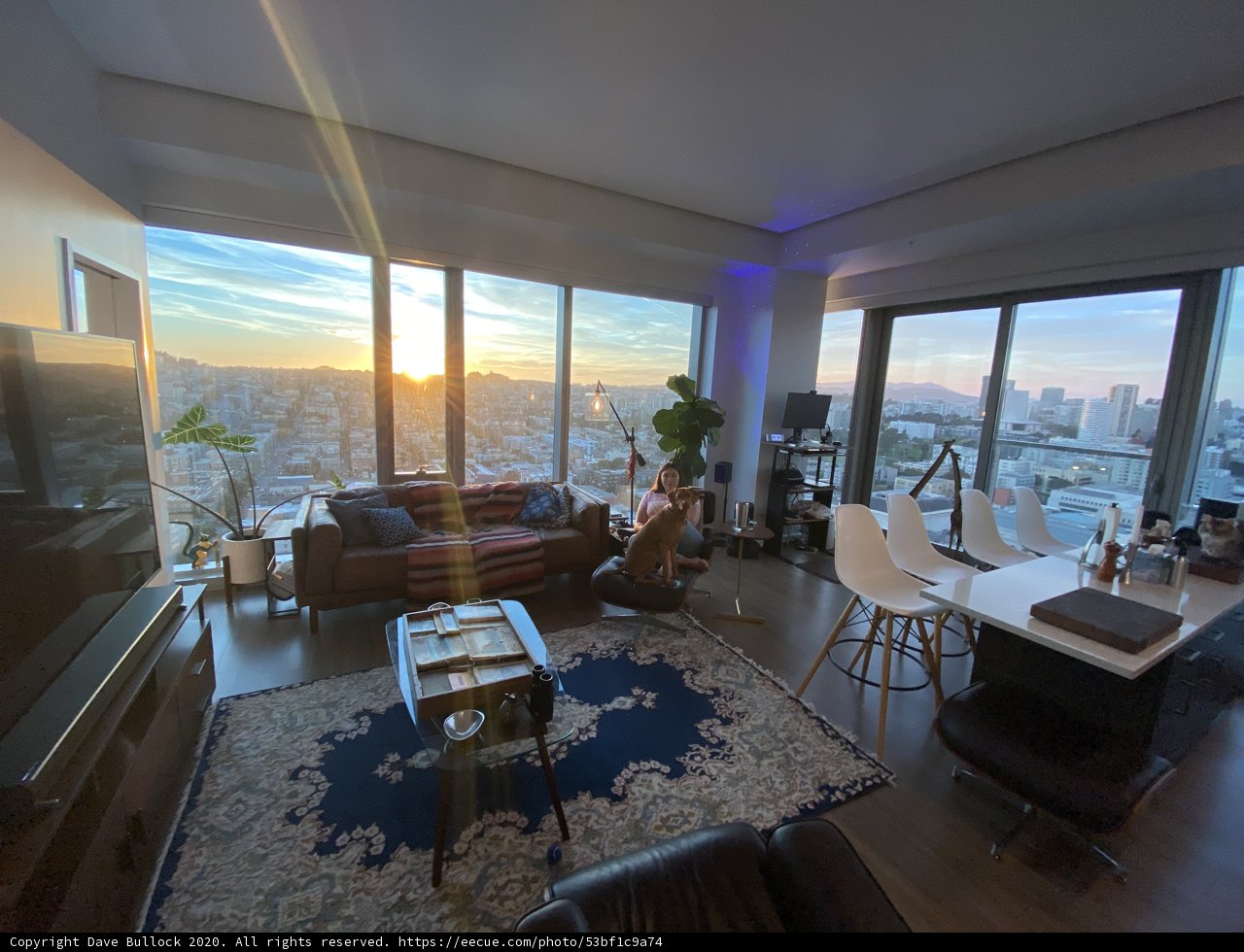 Sunset Views from a Stylish Penthouse Living Room
