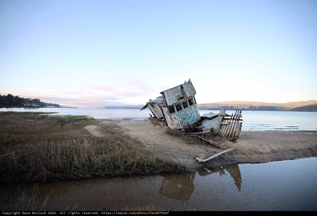 Abandoned Shipwreck at Sunset on Drakes Beach
