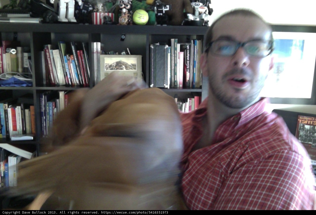 Dave B and his Canine Companion in the Library