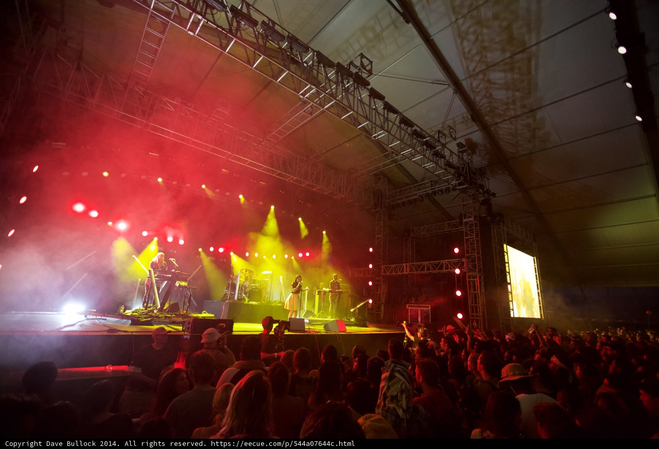 Red and Yellow Lights Shine Bright at Coachella Rock Concert