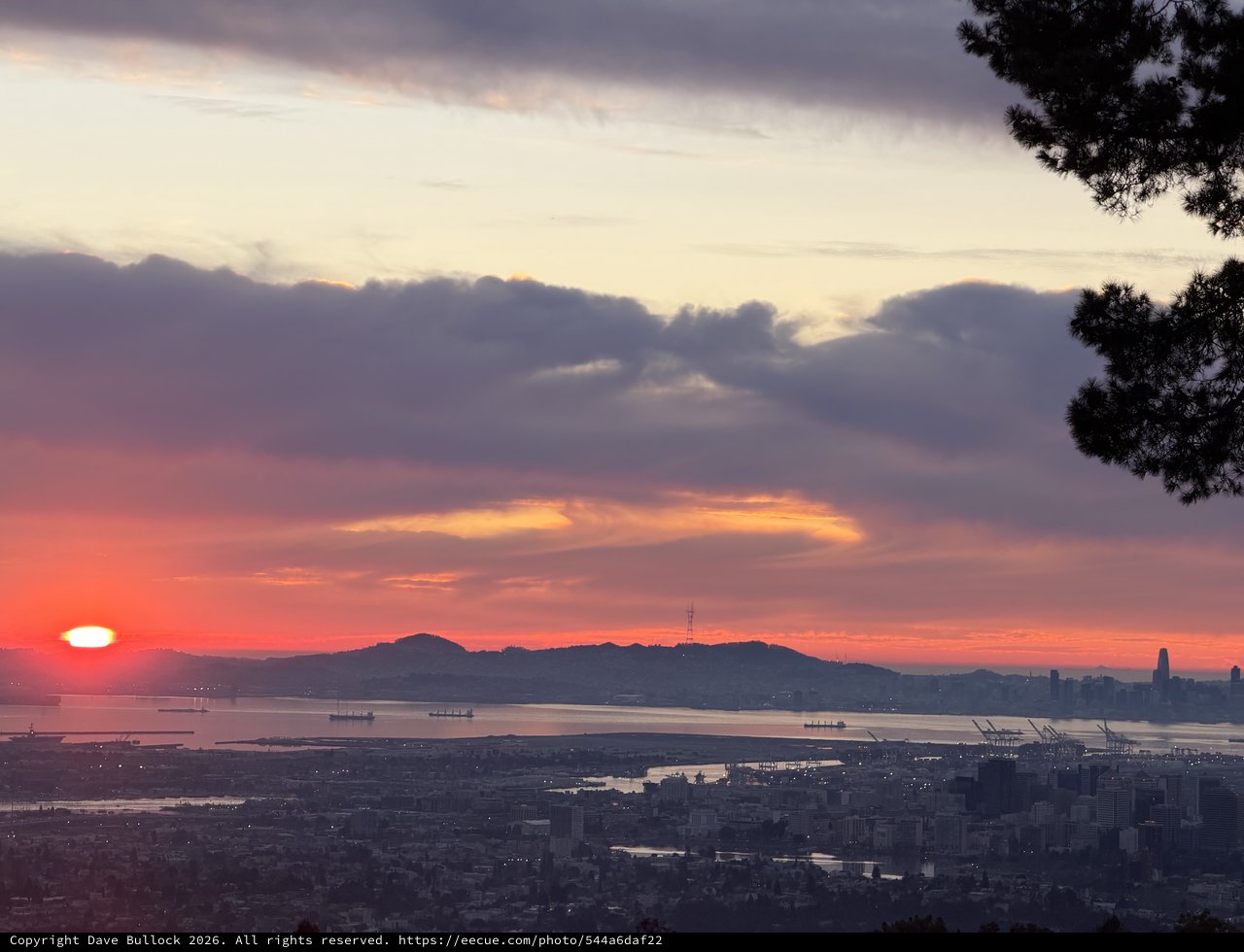 Golden Sunset Over San Francisco Bay from Oakland Hills