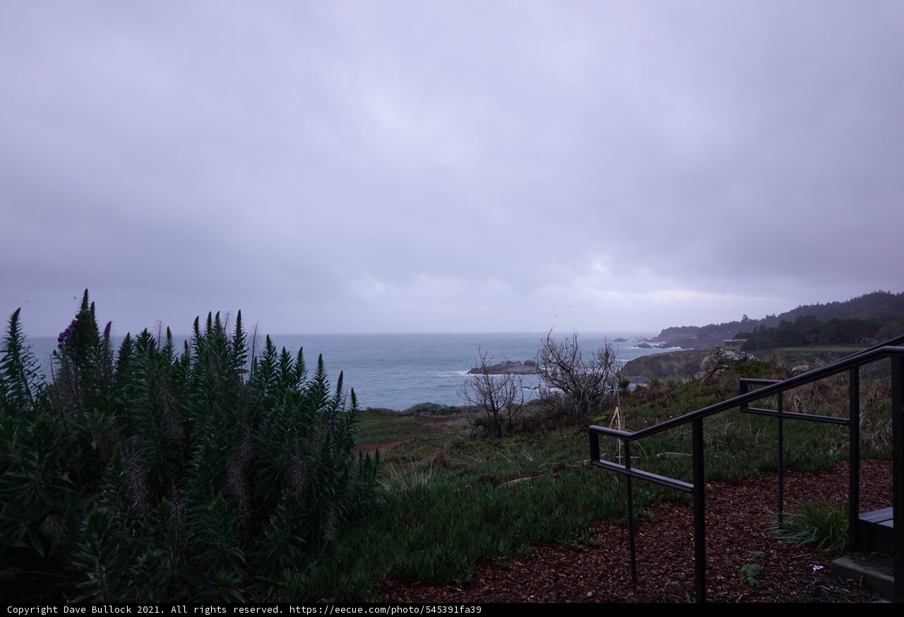 Serene Ocean View from Hillside Handrail