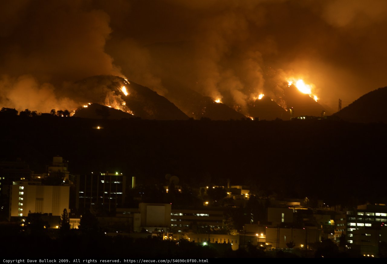 Blazing Mountains: Nighttime Fire in the City