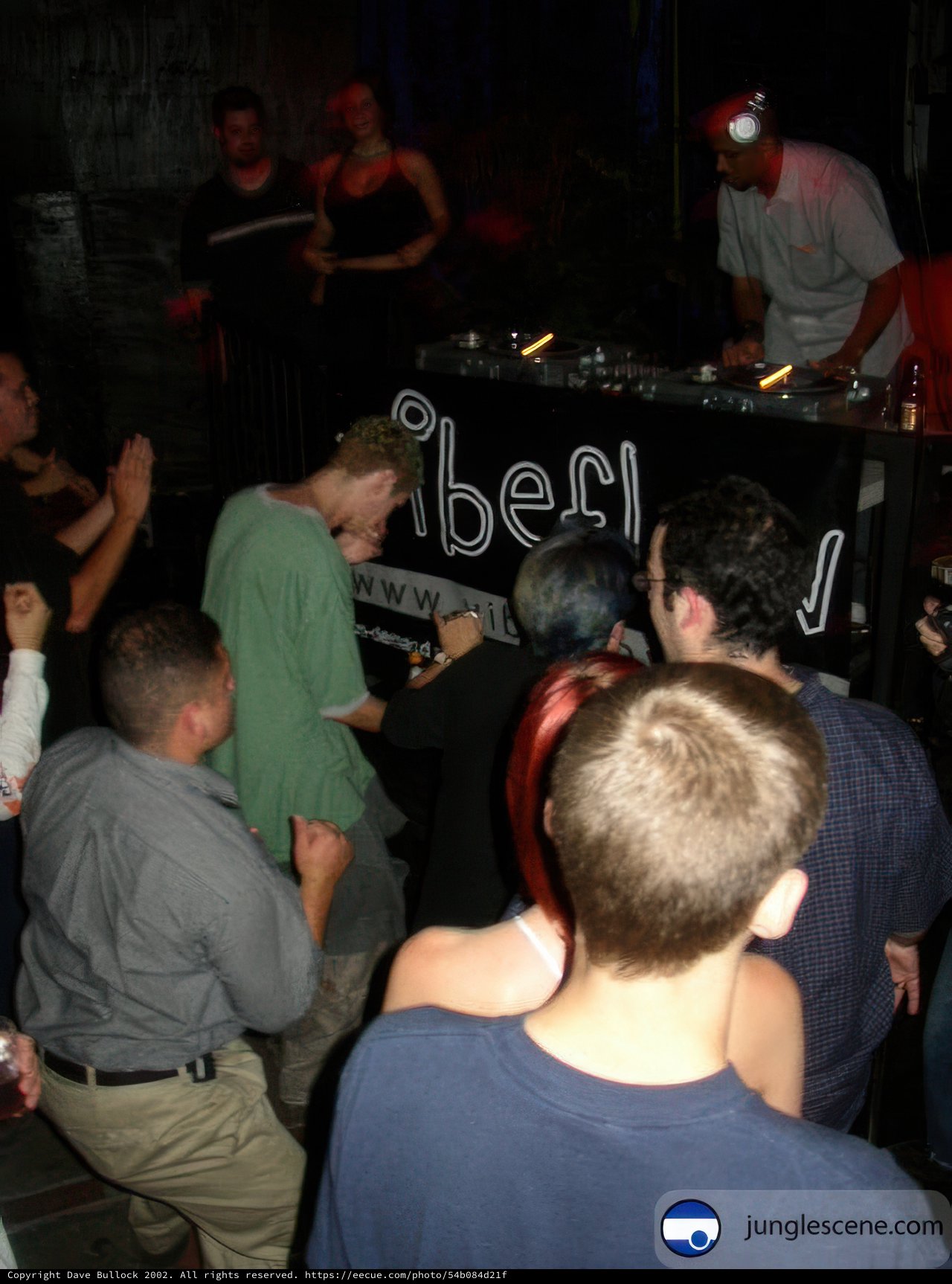 Nightclub Crowd Gathers Around DJ