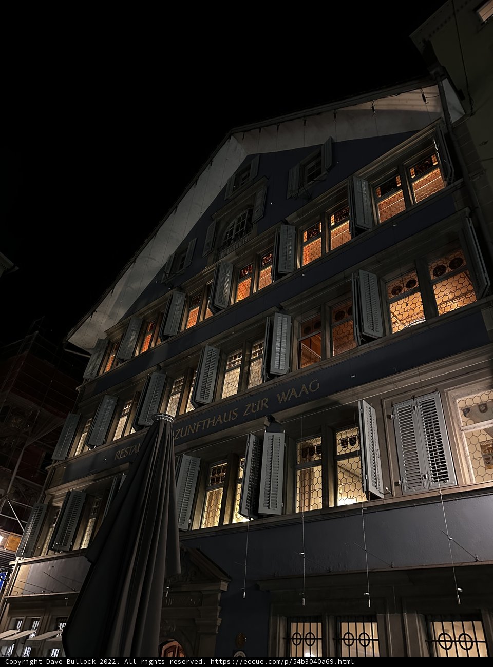 Illuminated Urban Building in Zürich