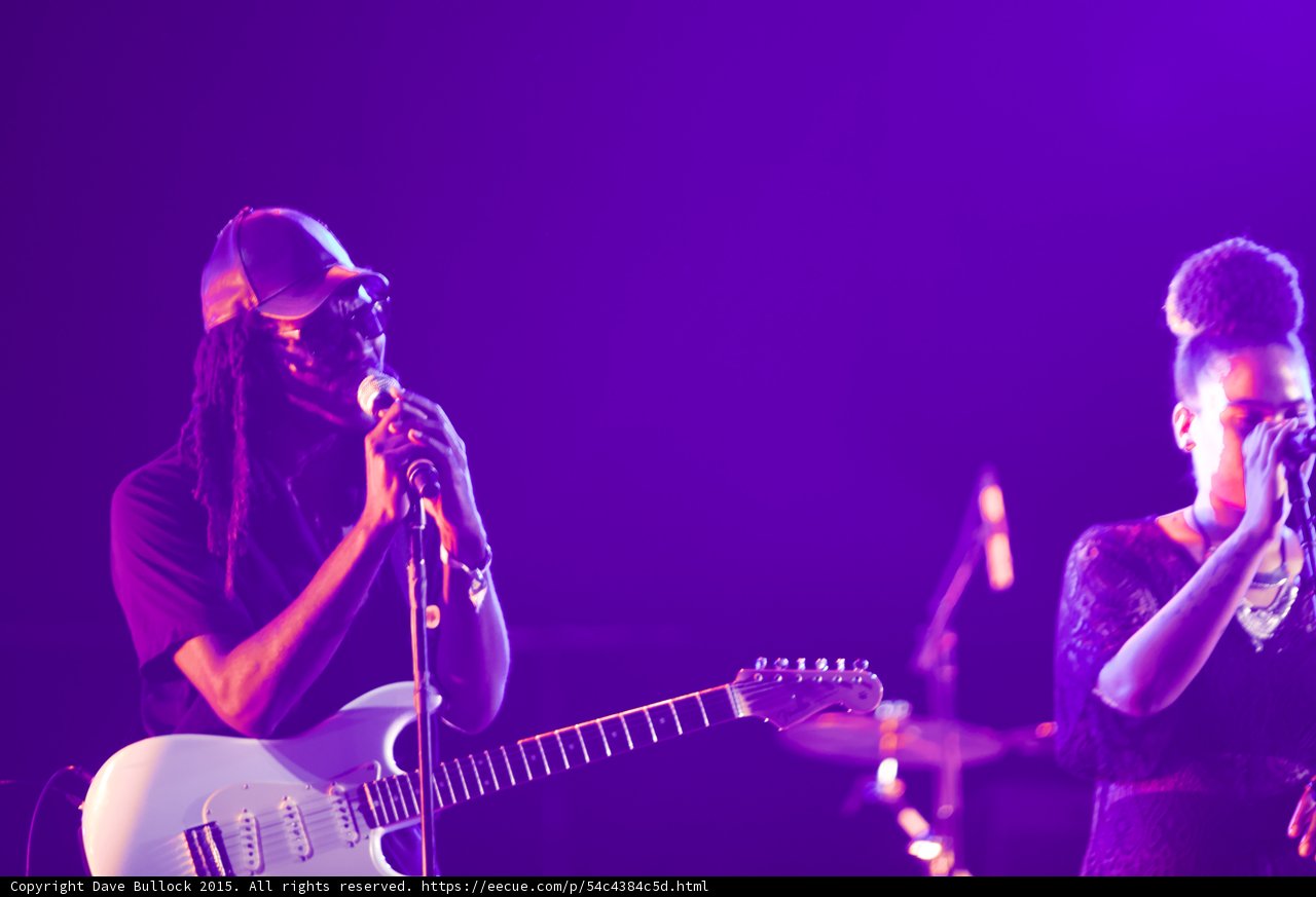 Solange Guitarist Dreadlocks White Stratocaster Backing Vocalist Updo Purple
