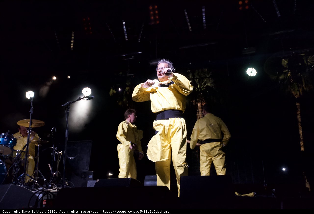 Mark Mothersbaugh Leads a Group Performance on Coachella Stage