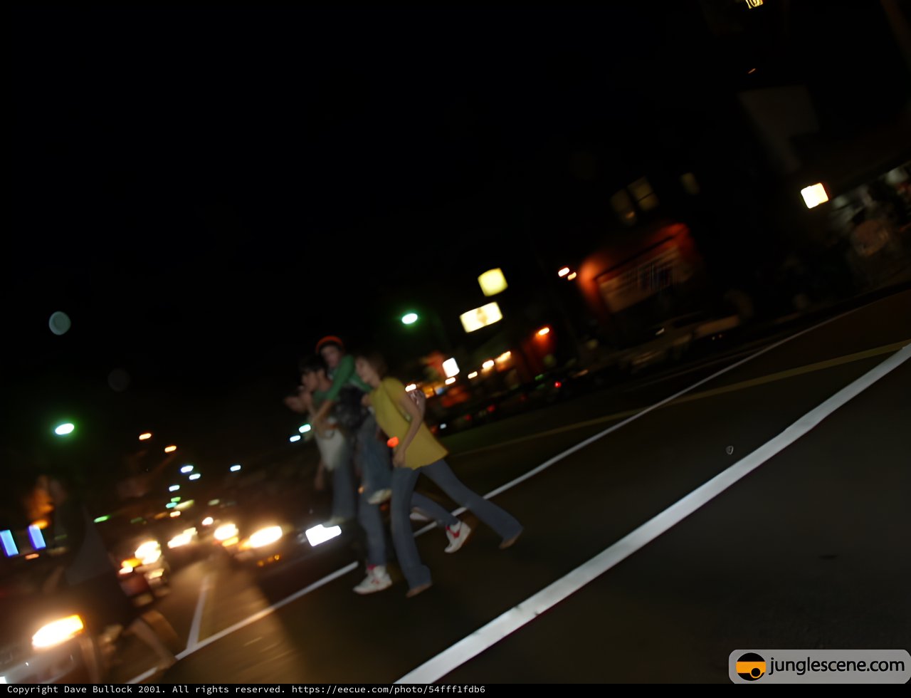 Nighttime Street Crossing in Motion Blur