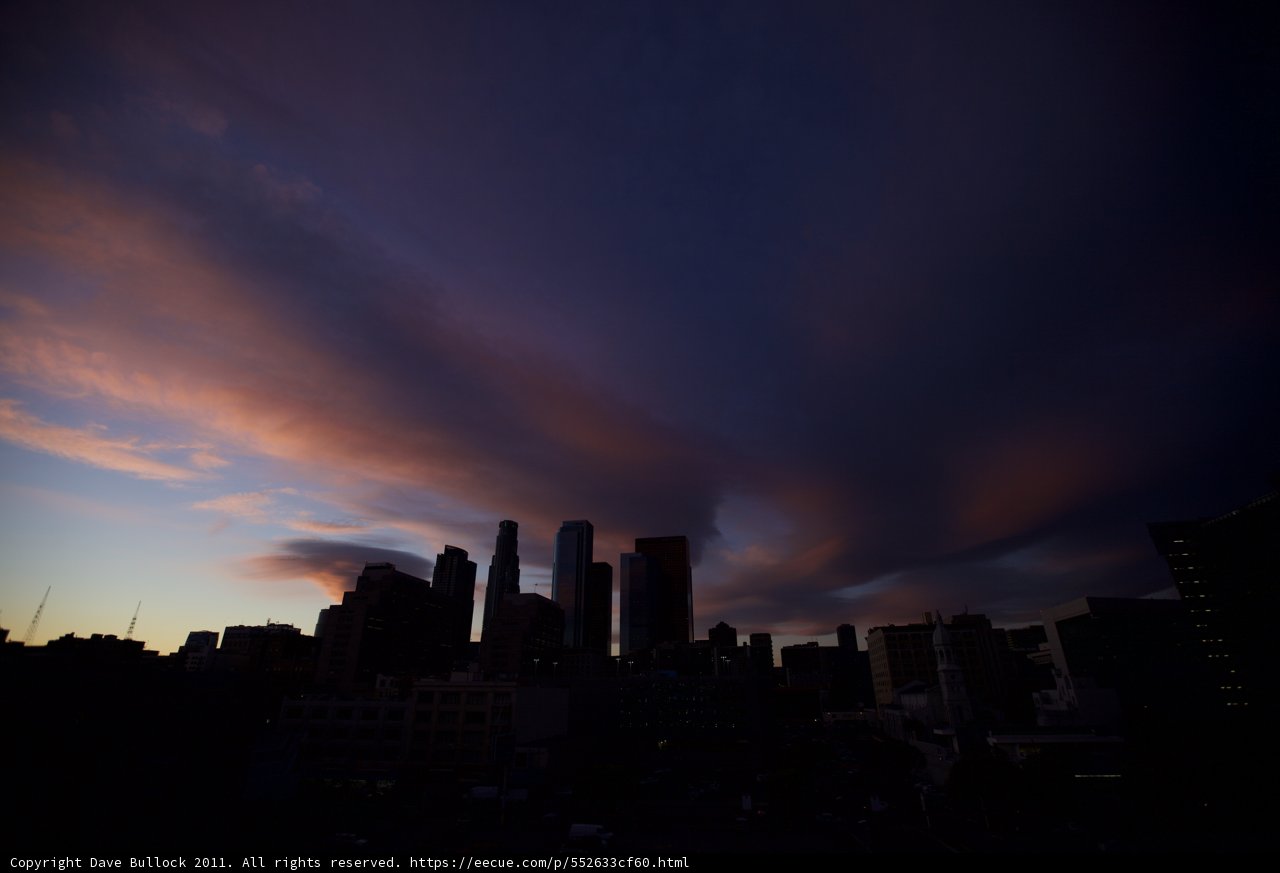 Sunset Silhouette of Los Angeles Skyline