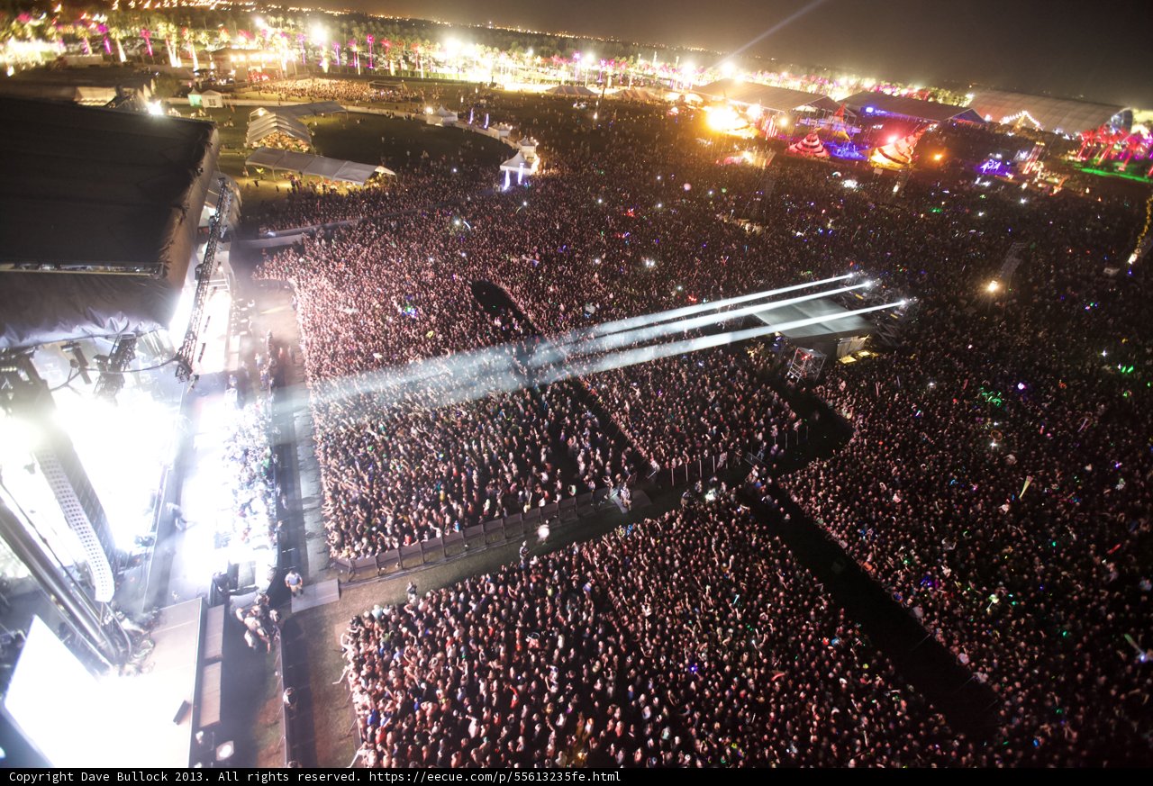 Coachella Music Festival Nighttime Crowd