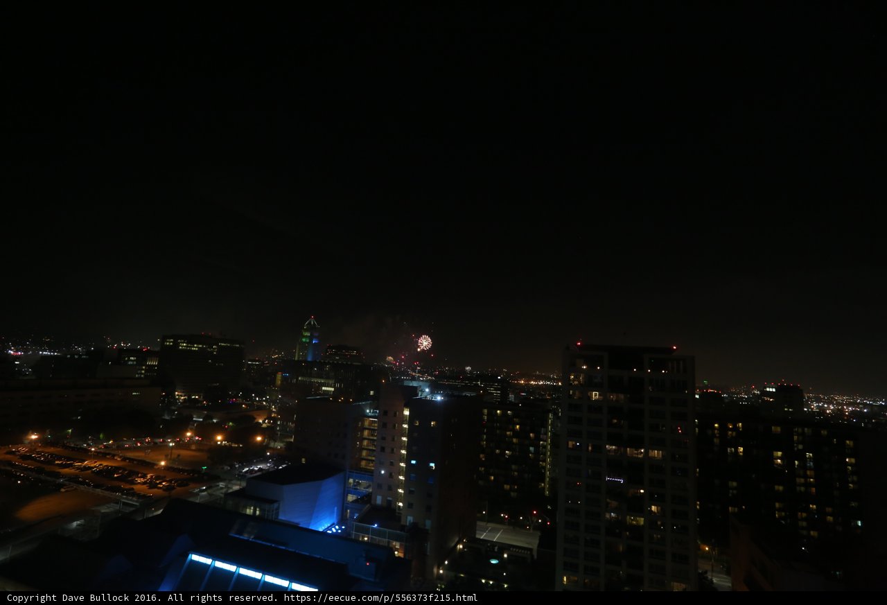 Cityscape Illuminated by Fireworks