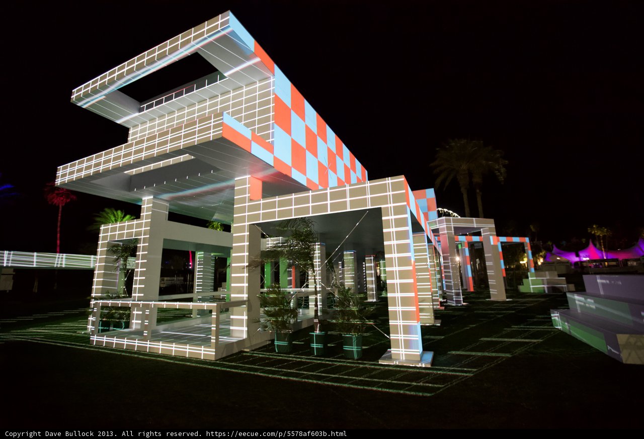 Colorful lights on Hotel building