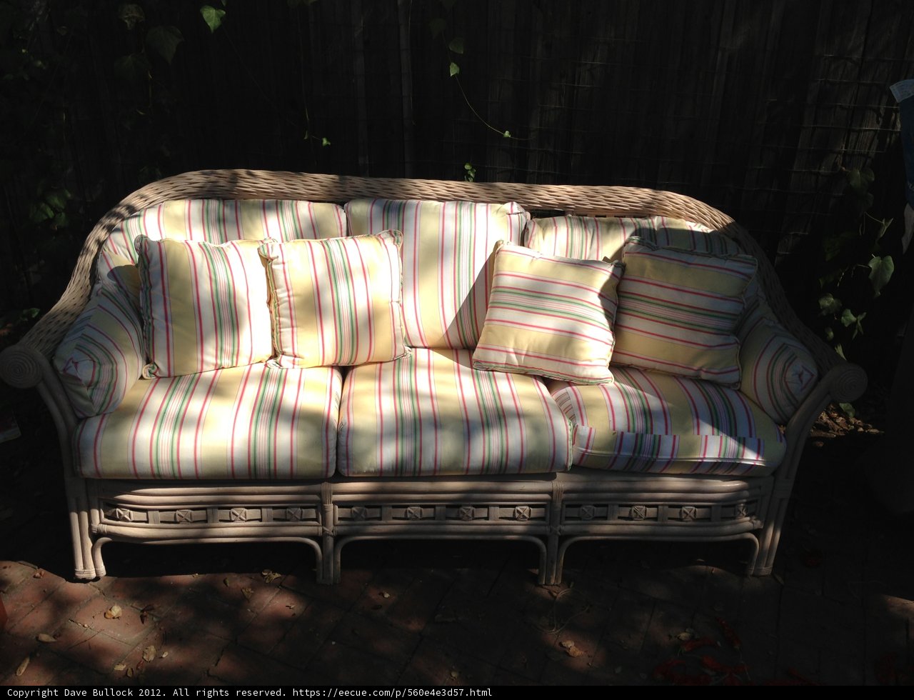 Colorful Cushions on a Wicker Couch
