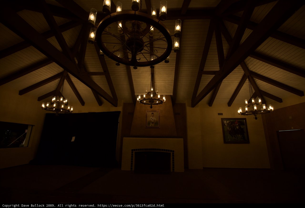 Elegant Chandeliers and a Cozy Fireplace