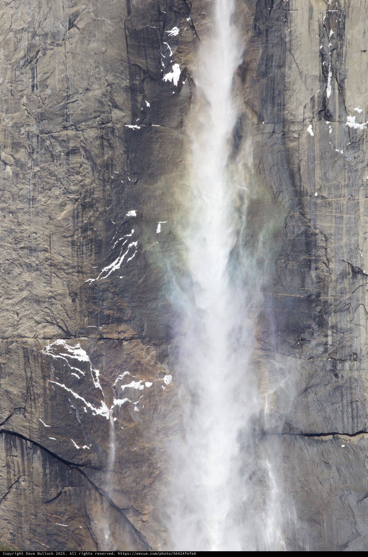 Yosemite Falls Cascading Down Granite Cliff Face