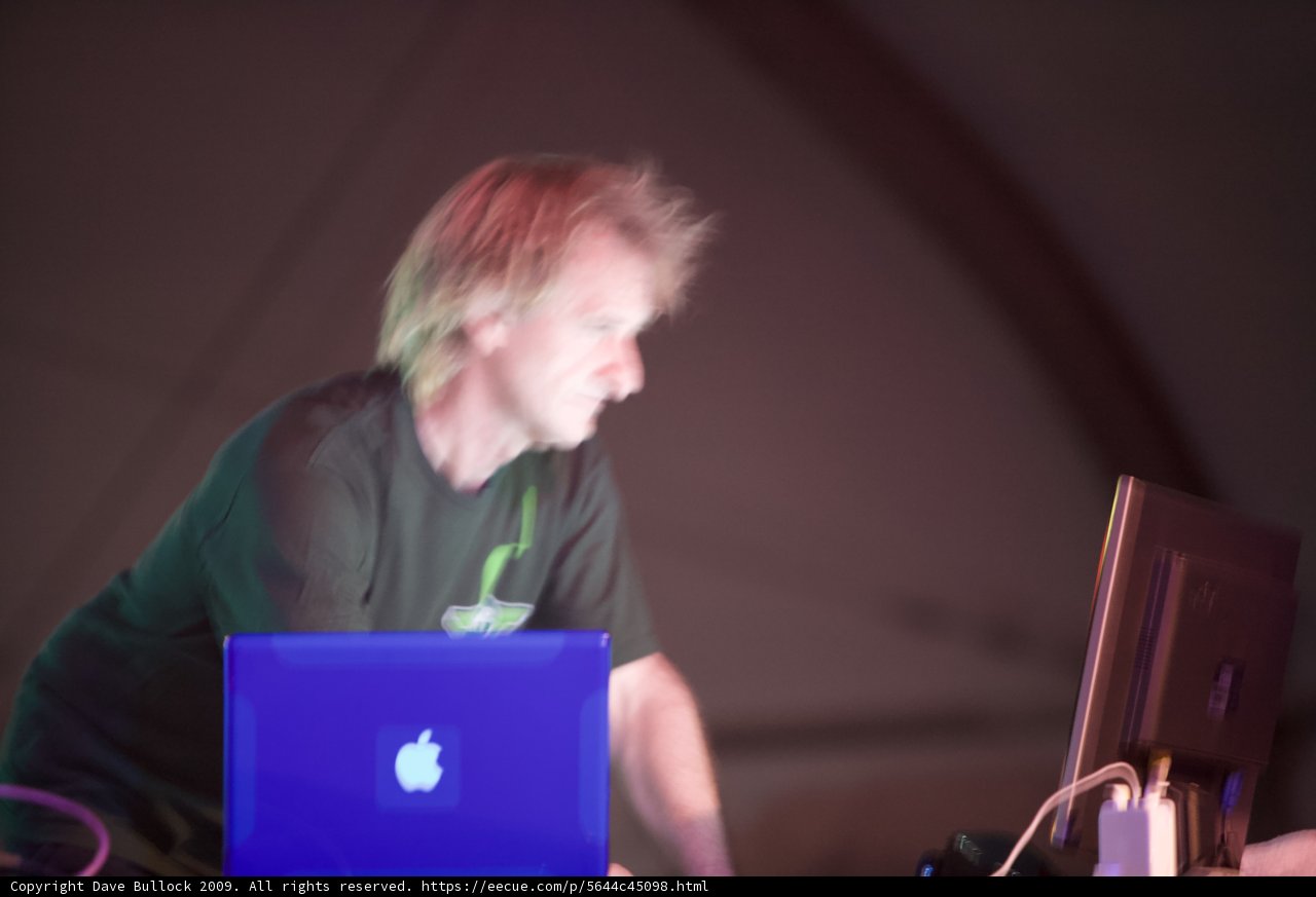 Man Works on Laptop at Coachella 2009