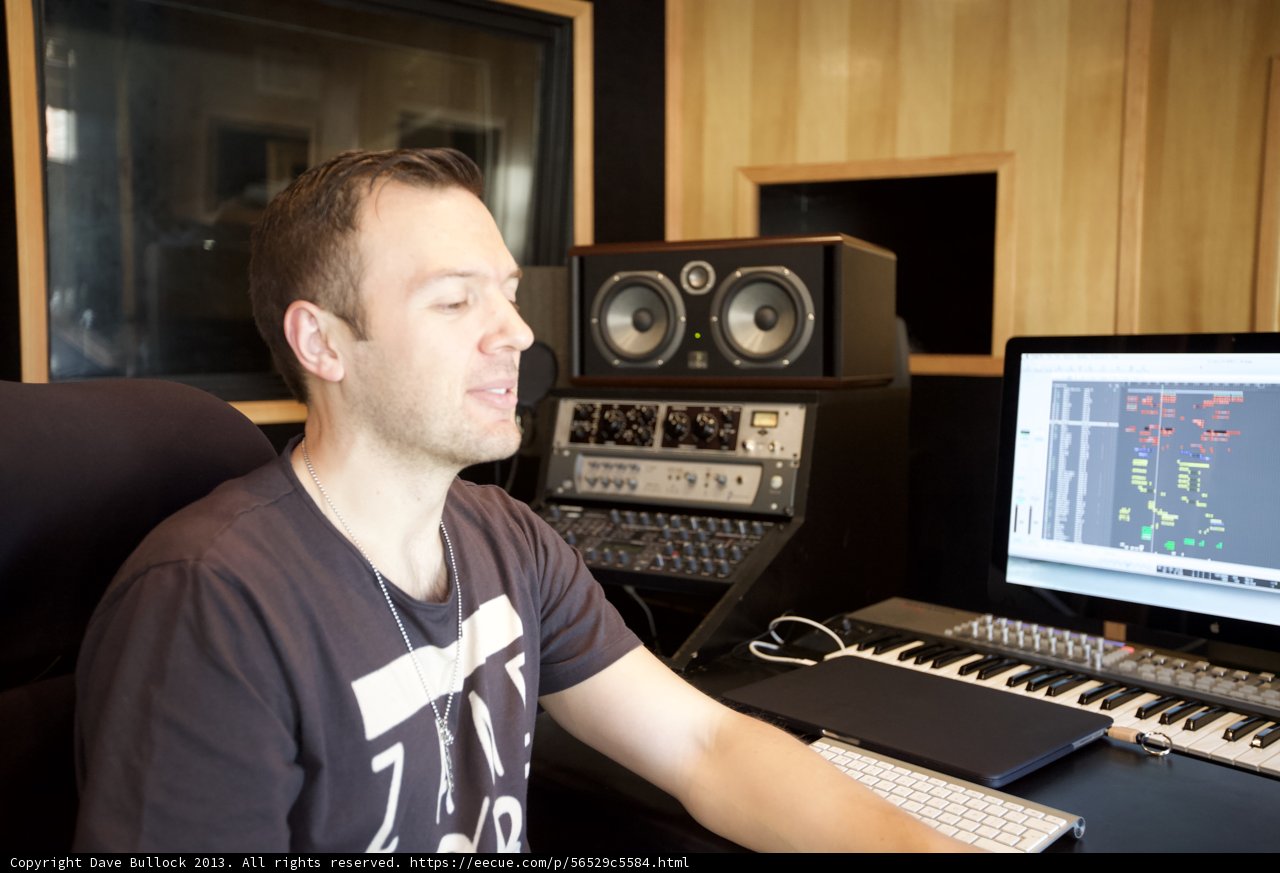 Man at Work in Recording Studio