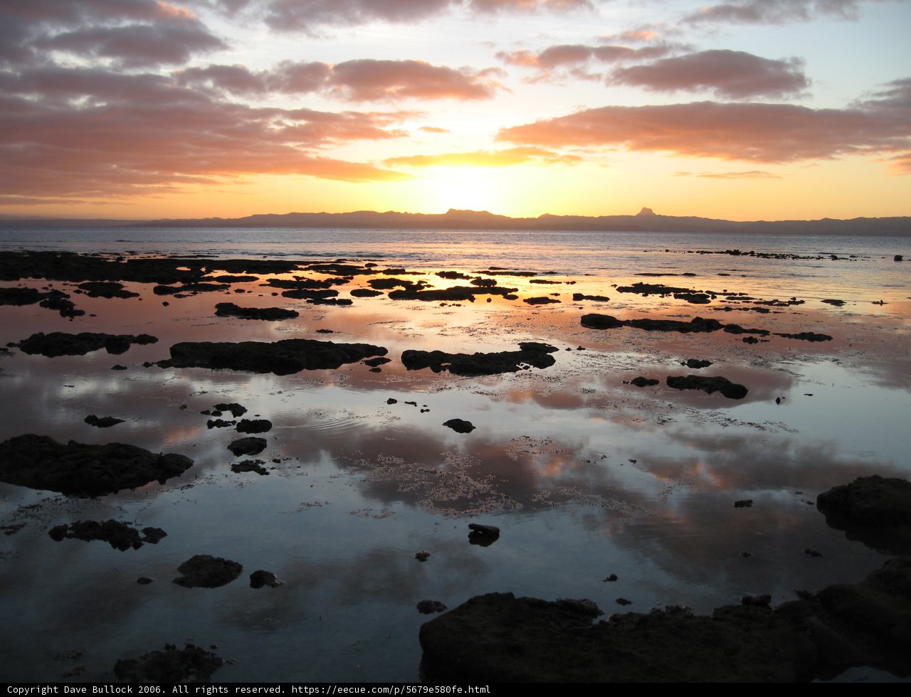 Ocean Sunset with Rocks and Water