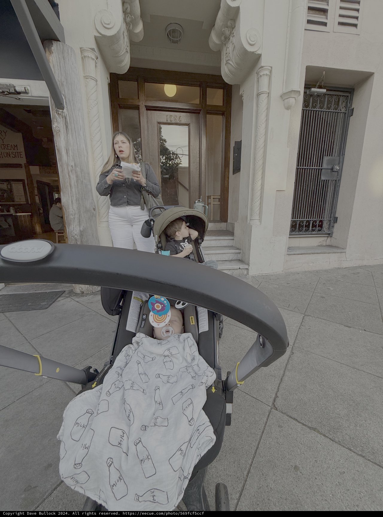 Mother and Baby Stroller Urban Street Scene