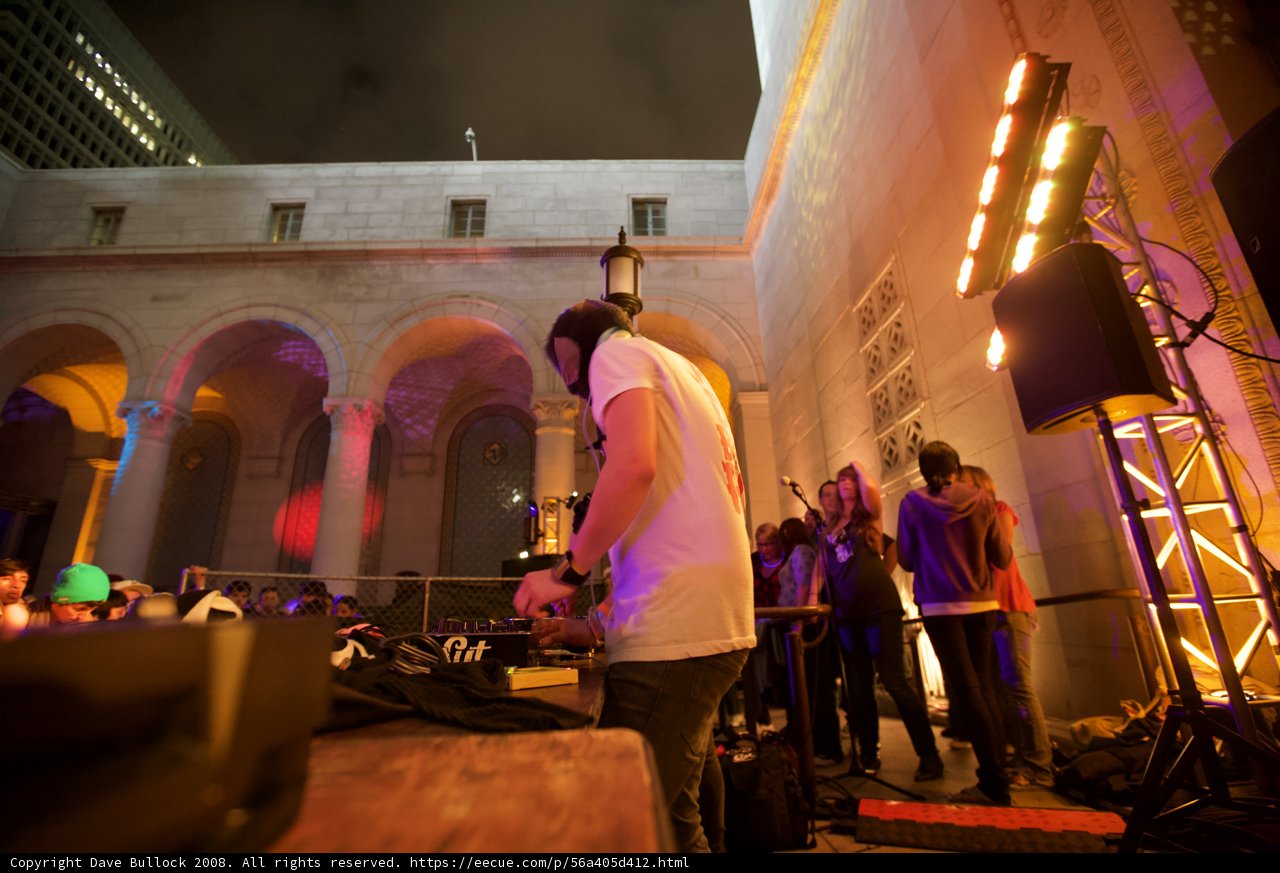 Nighttime DJ Set in Urban Architecture