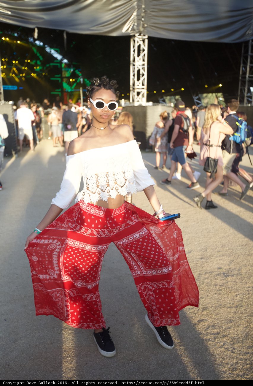 Red and White Skirt in a Sea of People