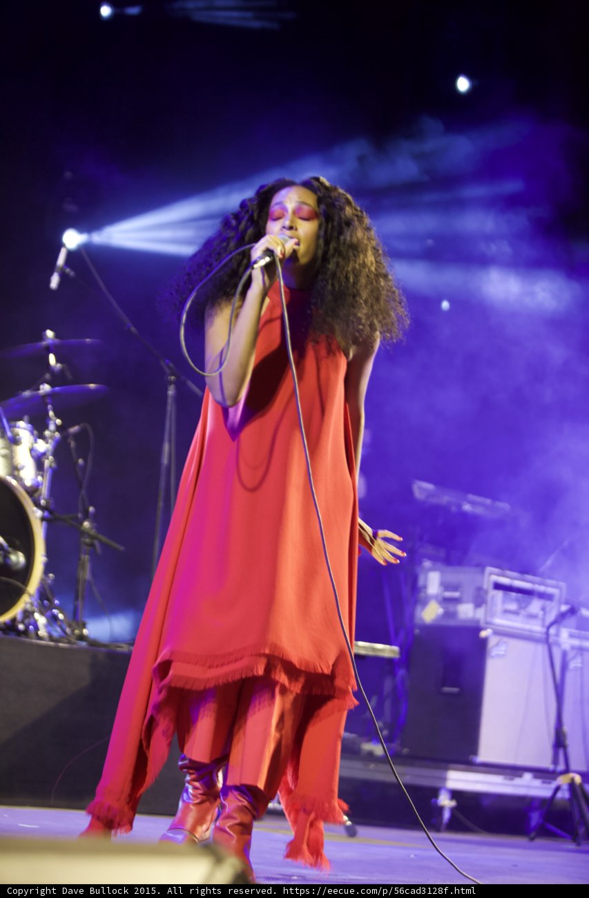Solange Eyes Closed Full Body Red Dress Red Boots Drums